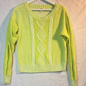 Neon yellow cable sweater